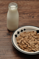 Breakfast with cereal and milk