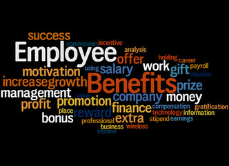 Employee benefits, word cloud concept 4