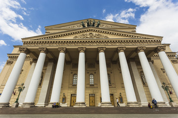 View of the Bolshoi Theatre in Moscow by the fountain