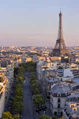 Fototapeta na wymiar Eiffel tower view from the arc de triomphe in Paris, France