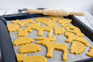 Making homemade cookies in various shapes