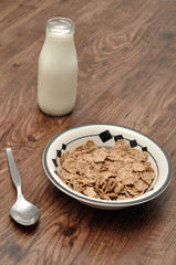 Breakfast with cereal and milk