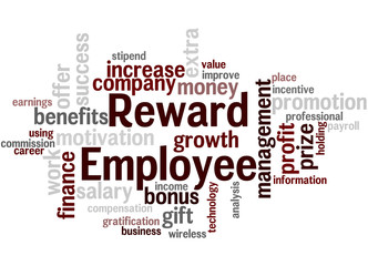 Employee reward, word cloud concept