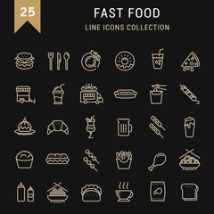 Set Vector Flat Line Icons Fast Food