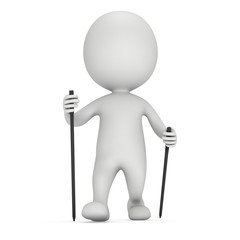 Nordic walking 3d white blank man