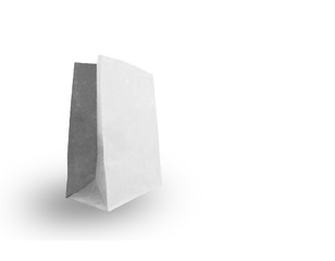 recycle white paper bag on white background with clipping path.