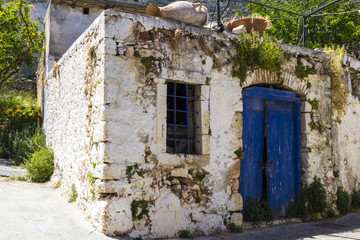 Fototapeta na wymiar Blau weiß Griechenland Gebäude