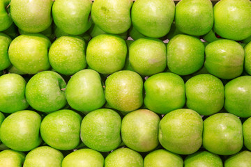 Green Apple Background at open air market