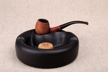 Accessories for smoking. Pipe and ceramic Ashtray