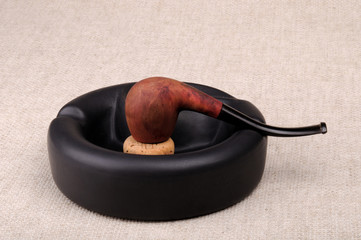 Accessories for smoking. Pipe and ceramic Ashtray