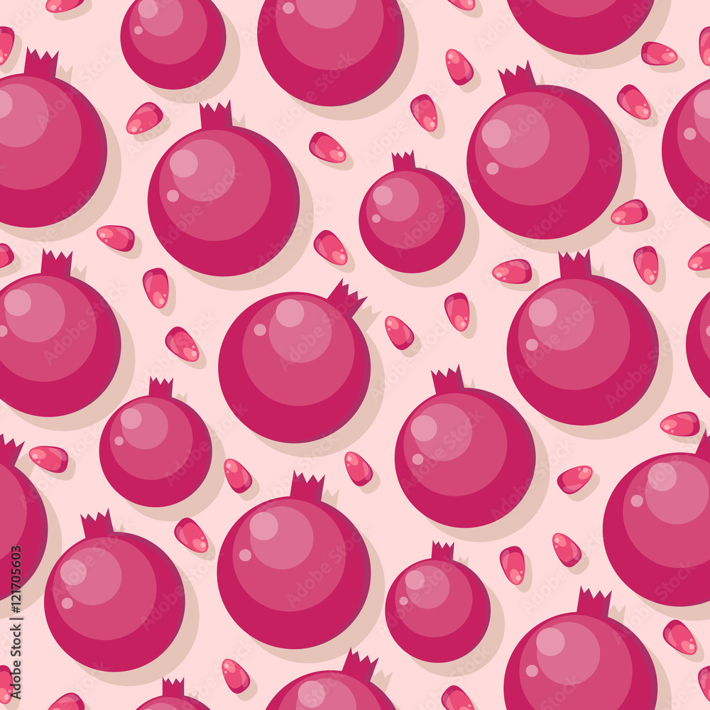 Poster pomegranate seamless pattern vector in flat design.