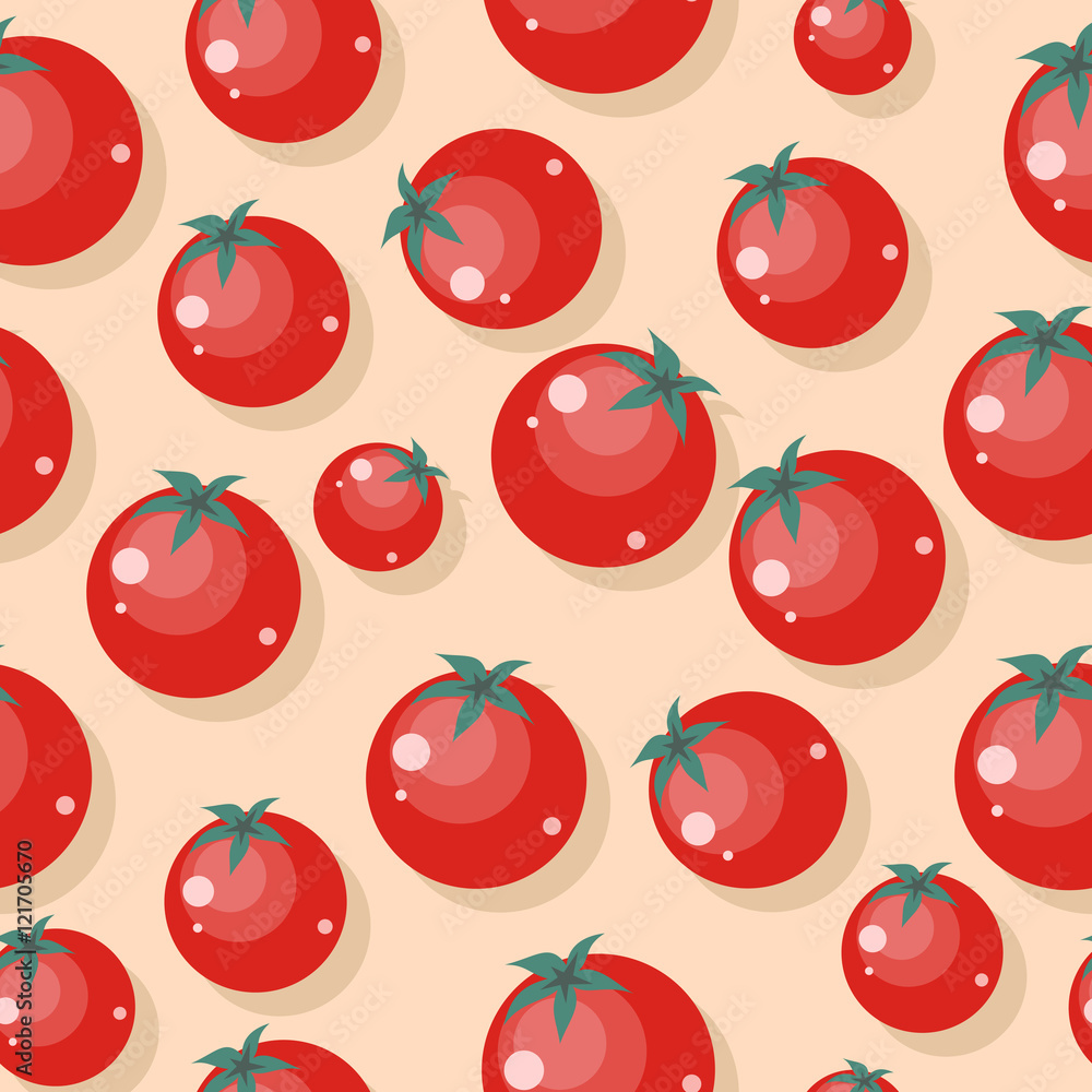 Poster tomatoes seamless pattern vector in flat design.