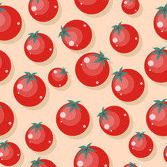 Tomatoes Seamless Pattern Vector in Flat Design.