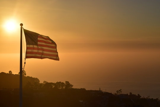 American Flag at the Mt Soledad Veterans Memorial in San Diego California