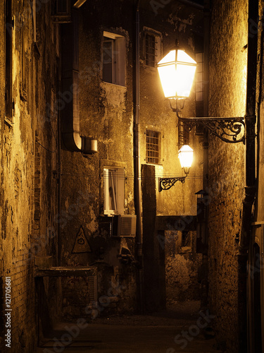 Dark Alleyway In Zagreb Croatia Vintage Filters Applied Wall Mural Nada Sertic