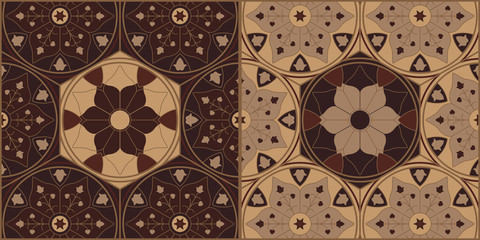 Fototapeta premium Arabesque Wooden Ornamental Chess Tiles