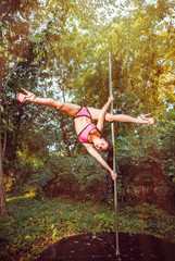 Female pole dancer in park © Andriy Petrenko