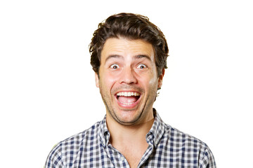 Obraz premium Young happy man isolated