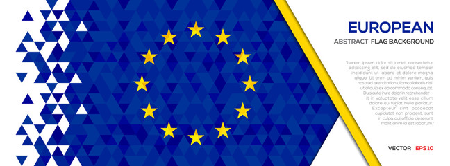 Obraz na płótnie Canvas Abstract polygon Geometric Shape background.European flag