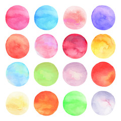 Vector set drawn watercolor. Round shapes background.