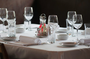 Table setting in a fine restaurant