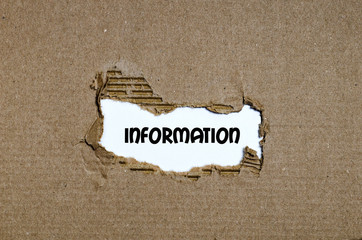 The word information appearing behind torn paper