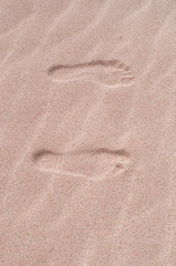 Fuerteventura, Isole Canarie: impronte di piedi sulle dune di sabbia i 3 settembre 2016