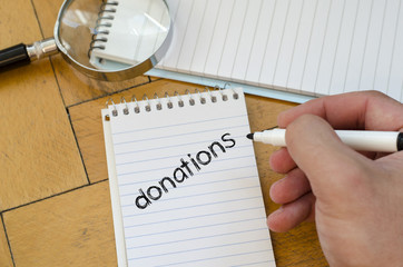 Donations text concept