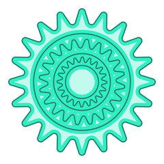 Bicycle sprocket icon in cartoon style isolated on white background vector illustration