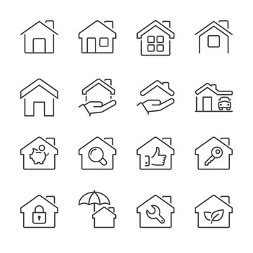 house thin line iconset