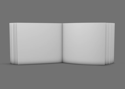 Open Photo Book Landscape Orientation Open With Blank Pages 3d Rendering.