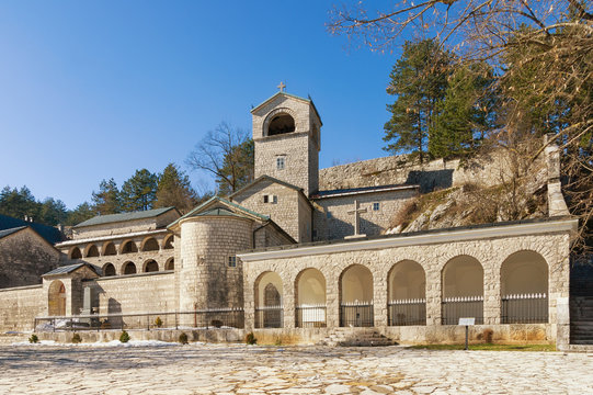 Cetinje Monastery on a winter day. Montenegro