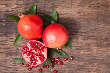Fresh pomegranate fruit and pomegranate seeds