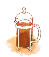 French press with coffee