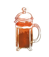 French press with coffee