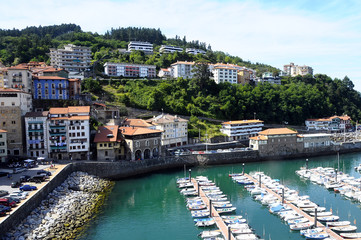 Marina and sea in Mutriku, Spain - obrazy, fototapety, plakaty