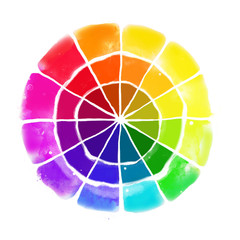 Obraz premium Handmade color wheel. Isolated watercolor spectrum.