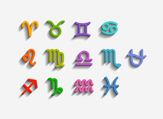 Vector. Zodiac Symbol icons set. Added Ophiuchus