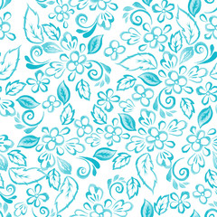 watercolor flowers seamless pattern. floral vector background