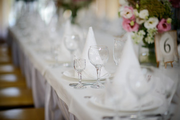 Table set for an event party or wedding reception