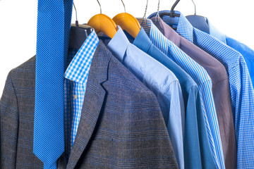shirts on hangers. men's suit