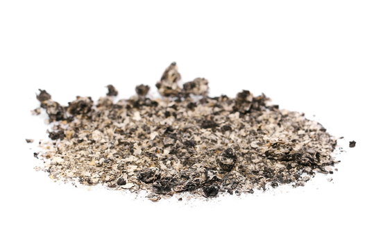 ash isolated on white background, texture with clipping path
