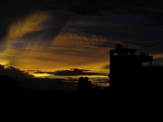 silhouette against sunset