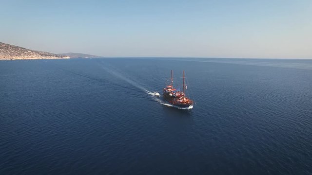 Passenger ship aerial video / Thassos