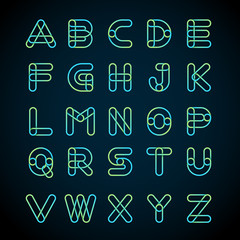 Alphabet logos Design.Linked shape circle symbol,Digital,green blue