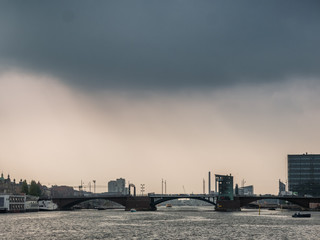 Copenhagen harbor waterfront with bridges, Denmark