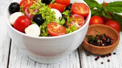 salad with mozarella cheese and vegetables