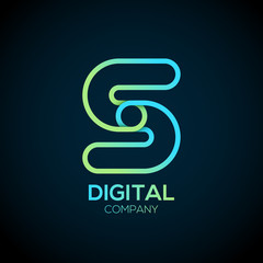 Fototapeta premium Letter S Logo Design.Linked shape circle symbol,Digital,green blue