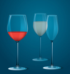 Vector illustration of wineglasse with wine.