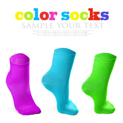 colored socks imitating steps 